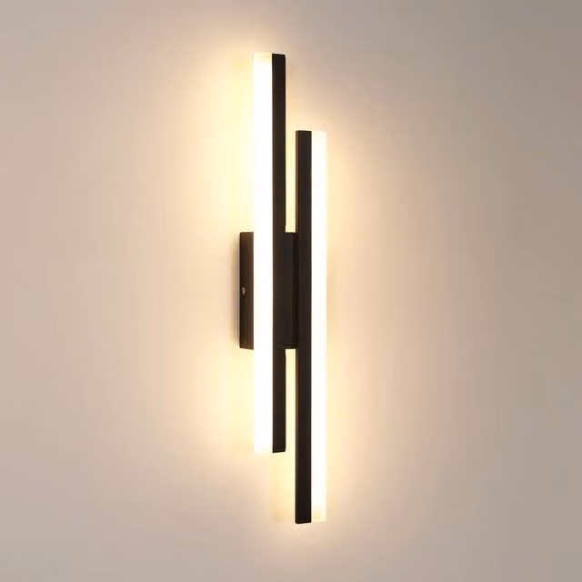 Pheashine Modern Black LED Wall Light with Warm White 3000K Output, 18W, Width: 48 cm