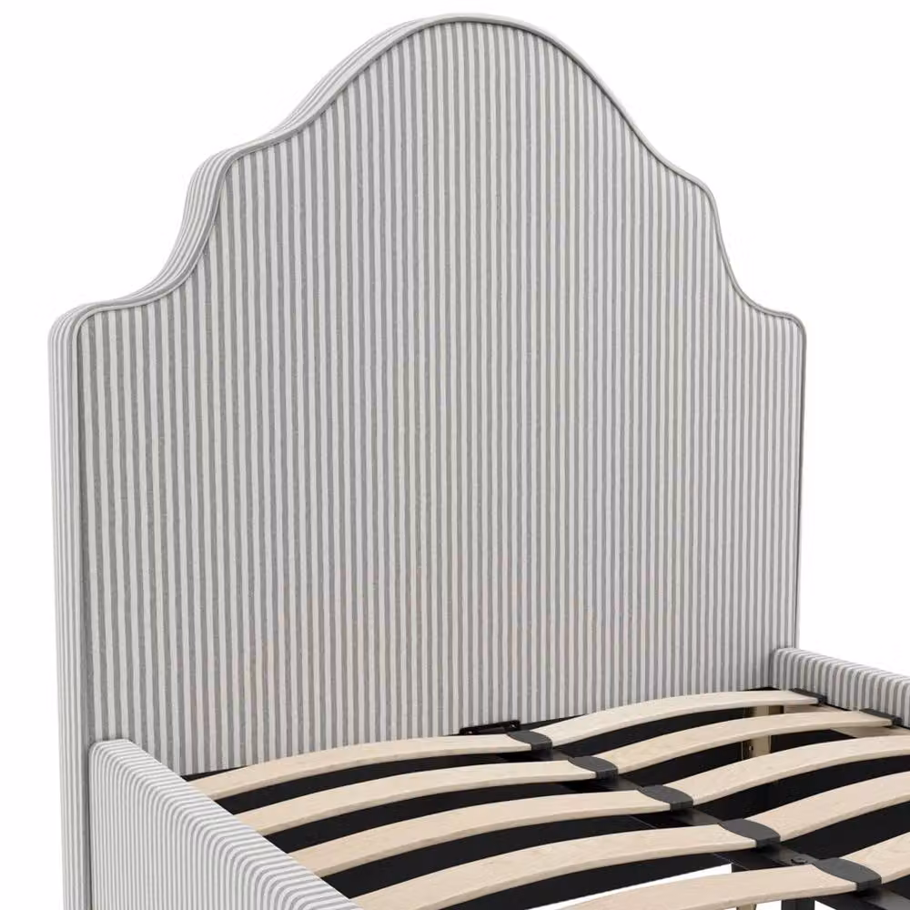 Wyld Haus Monterey Single Bed, Grey Striped Upholstered Fabric, W/D/H: 90 x 190 cm – 2