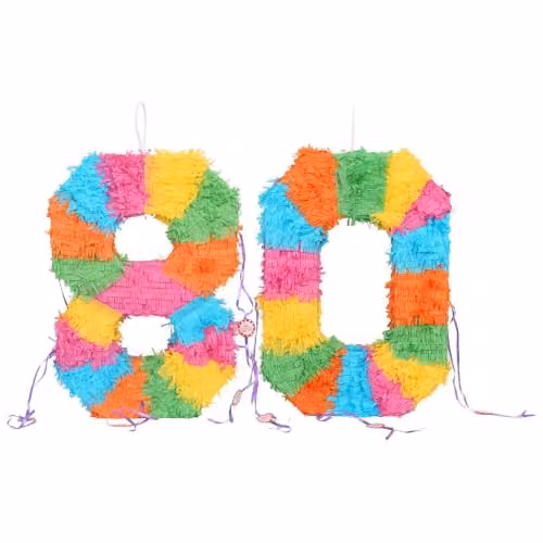 Fax Potato 80th Birthday Pop-Out Piñata and Blindfold Set in Multicolour