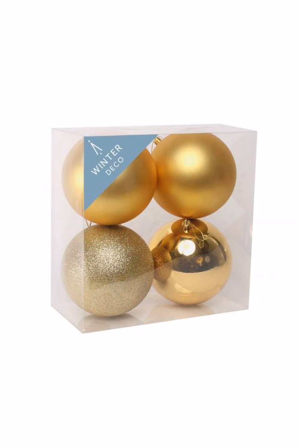 KDMD Gold Shatterproof Round Christmas Baubles, 4 Pack, Diameter: 12 cm – 2