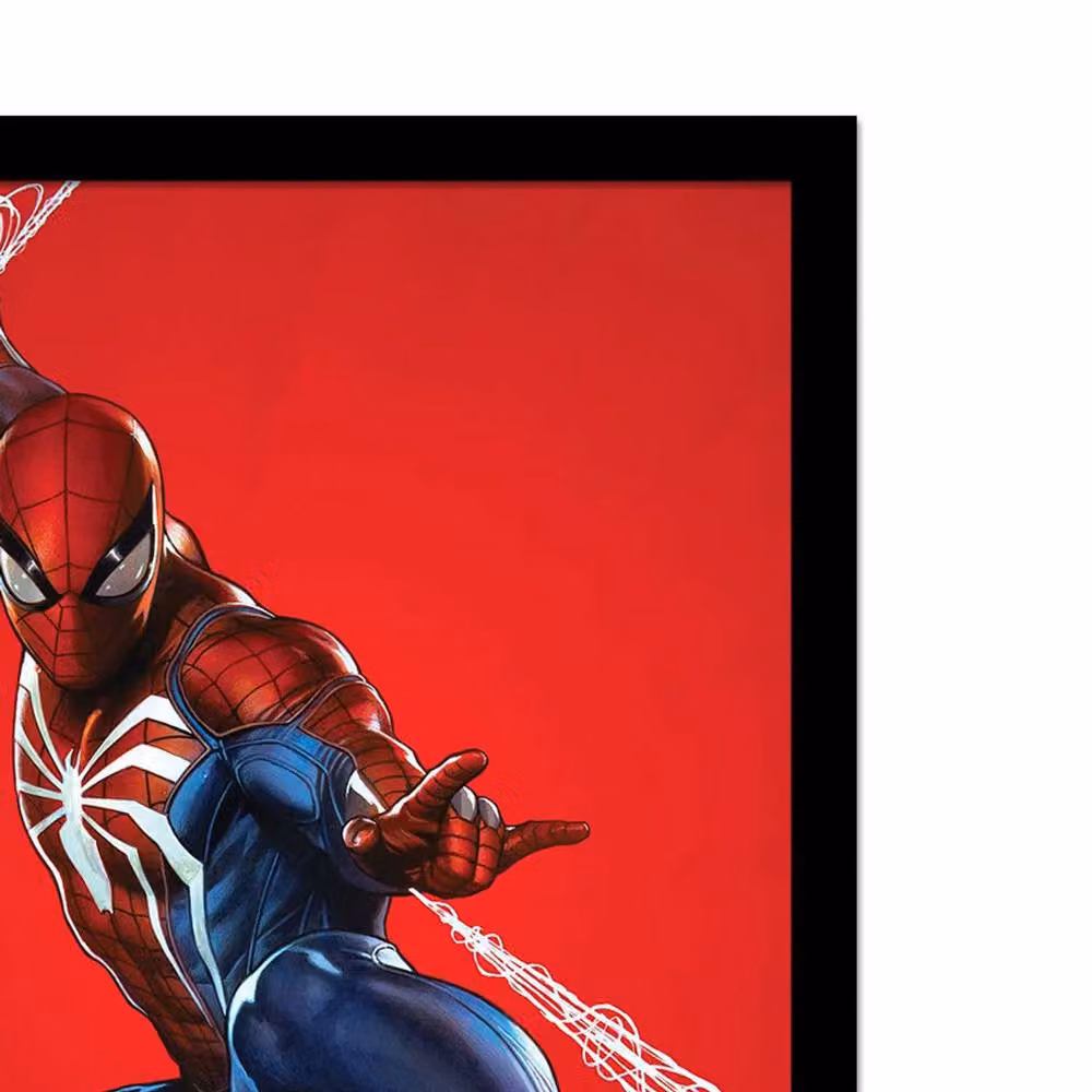 Spider-Man Framed Paper Poster with Red Geometric Illustration – 2