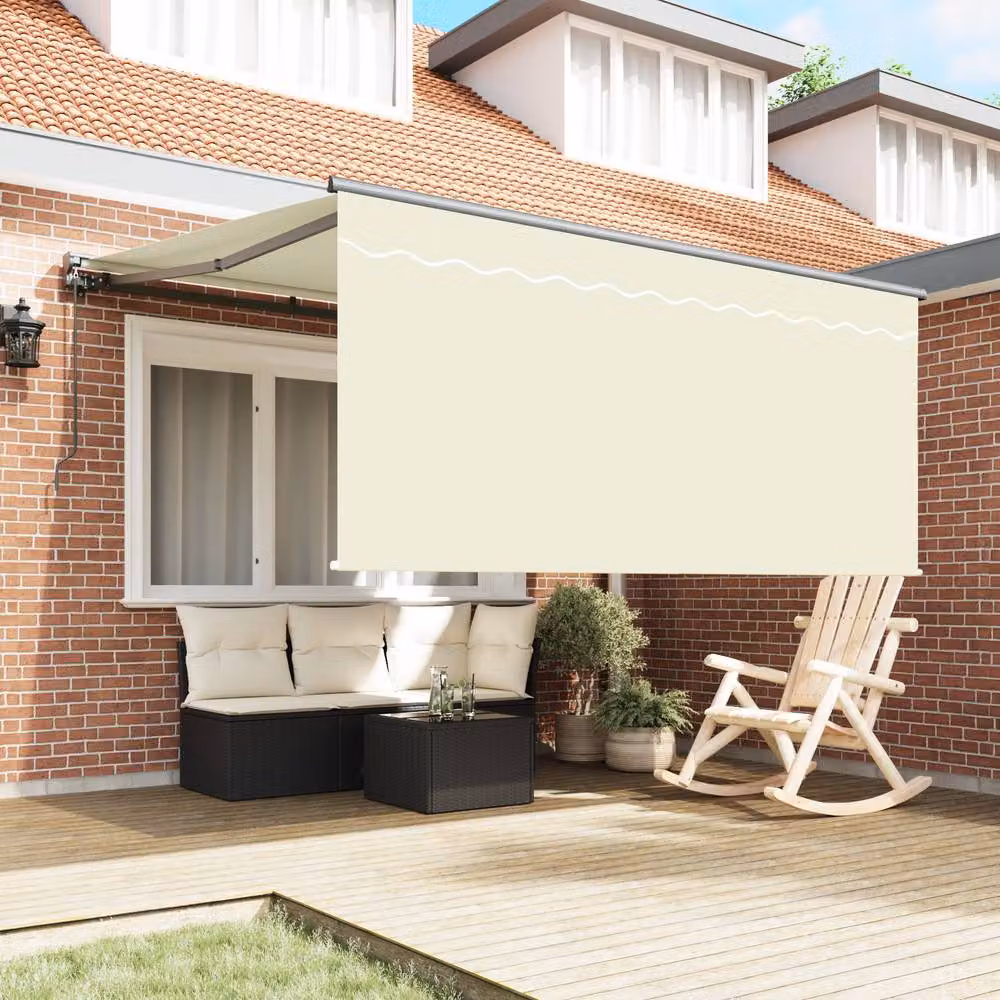 Berkfield Home Manual Retractable Folding Arm Awning in Beige, W: 350 cm, D: 250 cm – 3