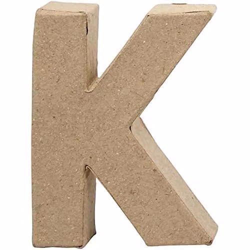 Creativ Company Small Organic Paper Letter K in Brown, H: 10 cm, W: 7.7 cm