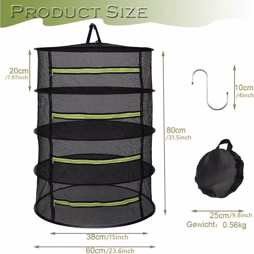 Havendro 4 Layer Hanging Herb Drying Mesh Net Bag in Black – 2