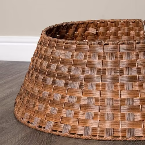 Samuel Alexander Brown Plastic Wicker Rattan Woven Christmas Tree Skirt, W/D/H: 48 x 48 x 70 cm – 5