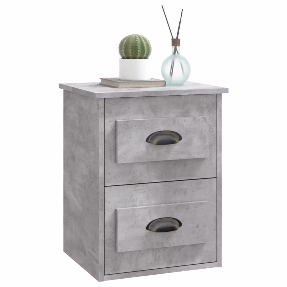 Berkfield Home Wall-mounted Bedside Cabinet in Concrete Grey, W: 41.5 cm, D: 36 cm, H: 53 cm – 2