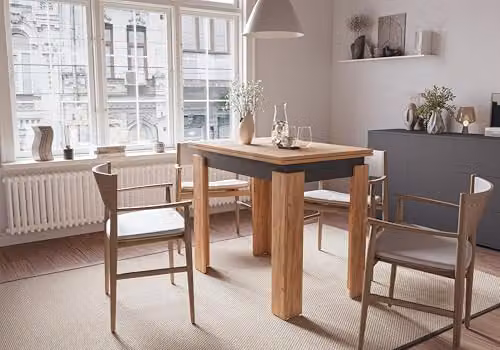 Shefa Family Extendable Dining Table in Gold Craft Oak and Anthracite, W/D/H: 90 x 90 x 77 cm (Extends to 120 cm) – 2