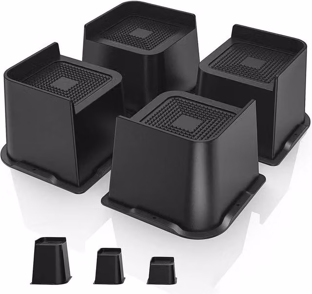 FLAVORA Heavy Duty 8 Inch Furniture Bed Risers, Black, W: 52 cm