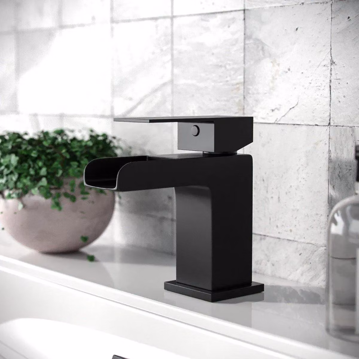 Nes Home Ozone Mono Basin Mixer Tap with Pop Up Waste, Matte Black – 3