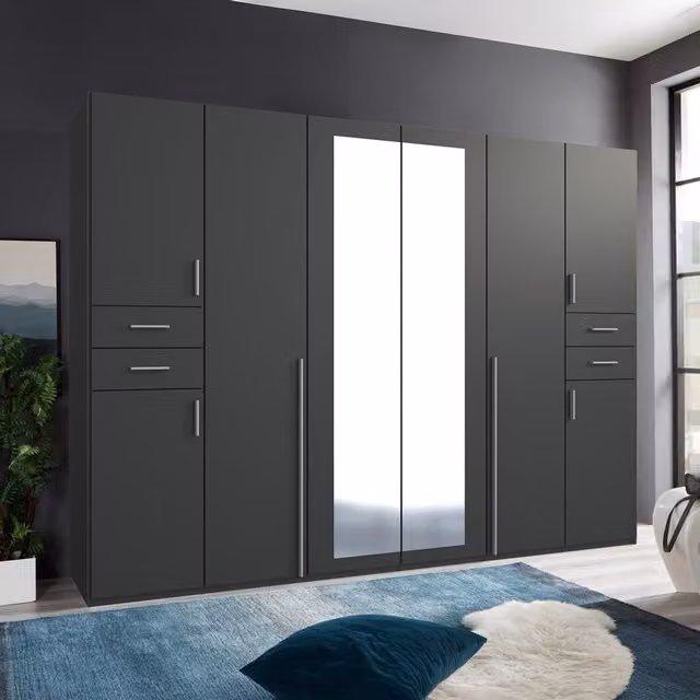 Tjs Vegas Wardrobe in Anthracite Grey, Width: 270 cm