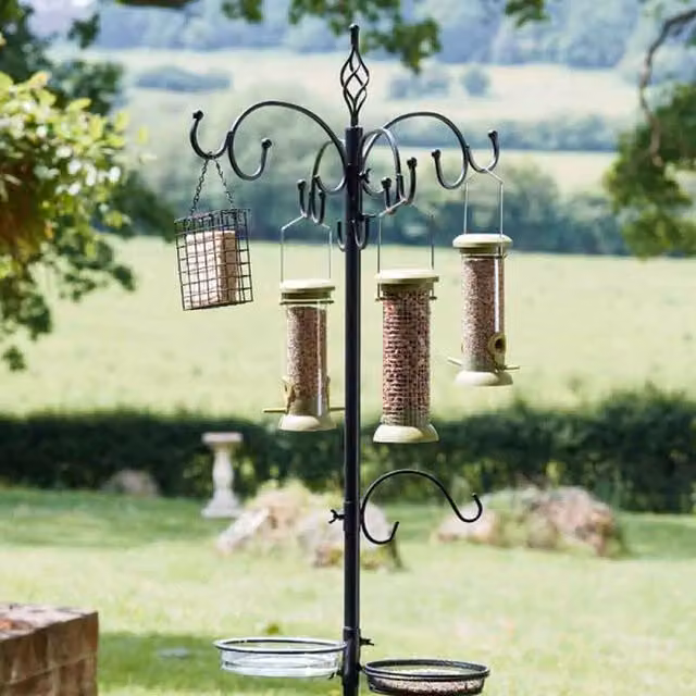 Garden Mile Bird Feeding Station with Feeders in Black