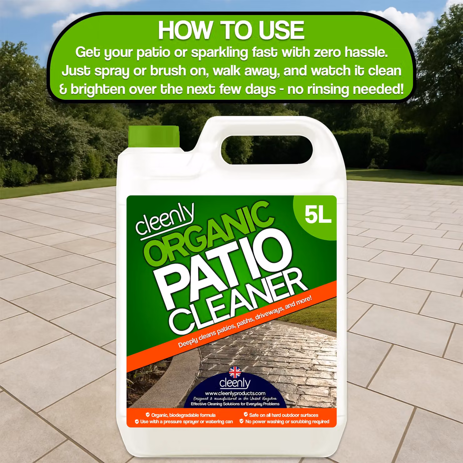 cleenly Chemical Free Patio Cleaner for Patios, Driveways and Paths, 15 l – 6