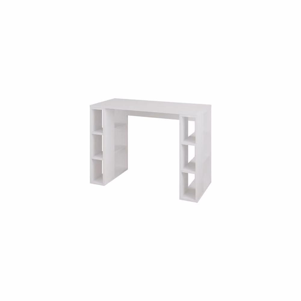 Decortie Colmar Modern Writing Desk with Integrated Open Shelves in White – 2