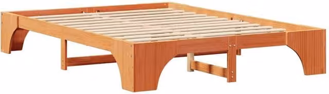 Berkfield Home Solid Wood Double Bed Frame in Waxed Brown