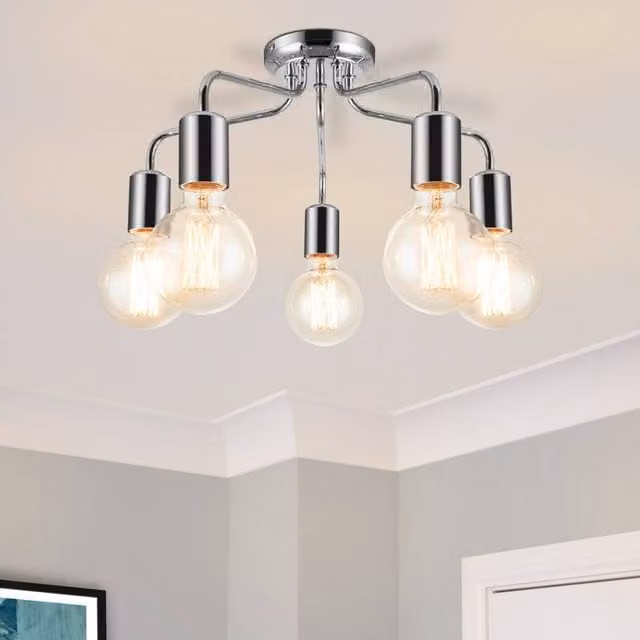 COSYLYTE Fraser 5 Light Ceiling Flush Light in Chrome
