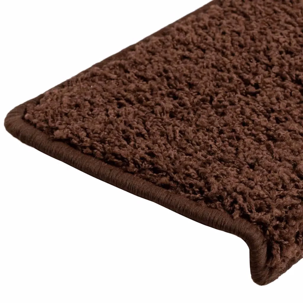 Berkfield Home Self-Adhesive Non-Slip Carpet Stair Treads, 15 Pieces, Brown, W: 65 cm, D: 21 cm, H: 4 cm – 4