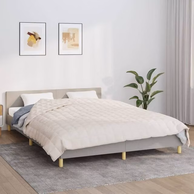 Berkfield Home Weighted Blanket in Beige, W/D/H: 200 x 230 cm, 13 kg