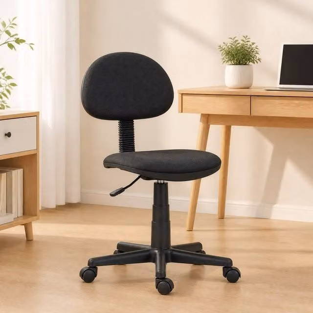 STILVORA Adjustable Black Fabric Task Chair with Headrest and Castors, W/D/H: 60.0 x 60.0 x 120.0 cm