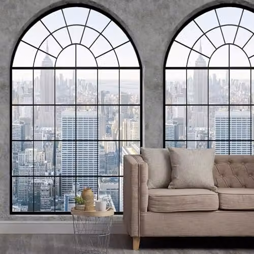 Grandeco New York Window Textured Mural in Grey and Multicolour, W: 280 cm, H: 159 cm – 1