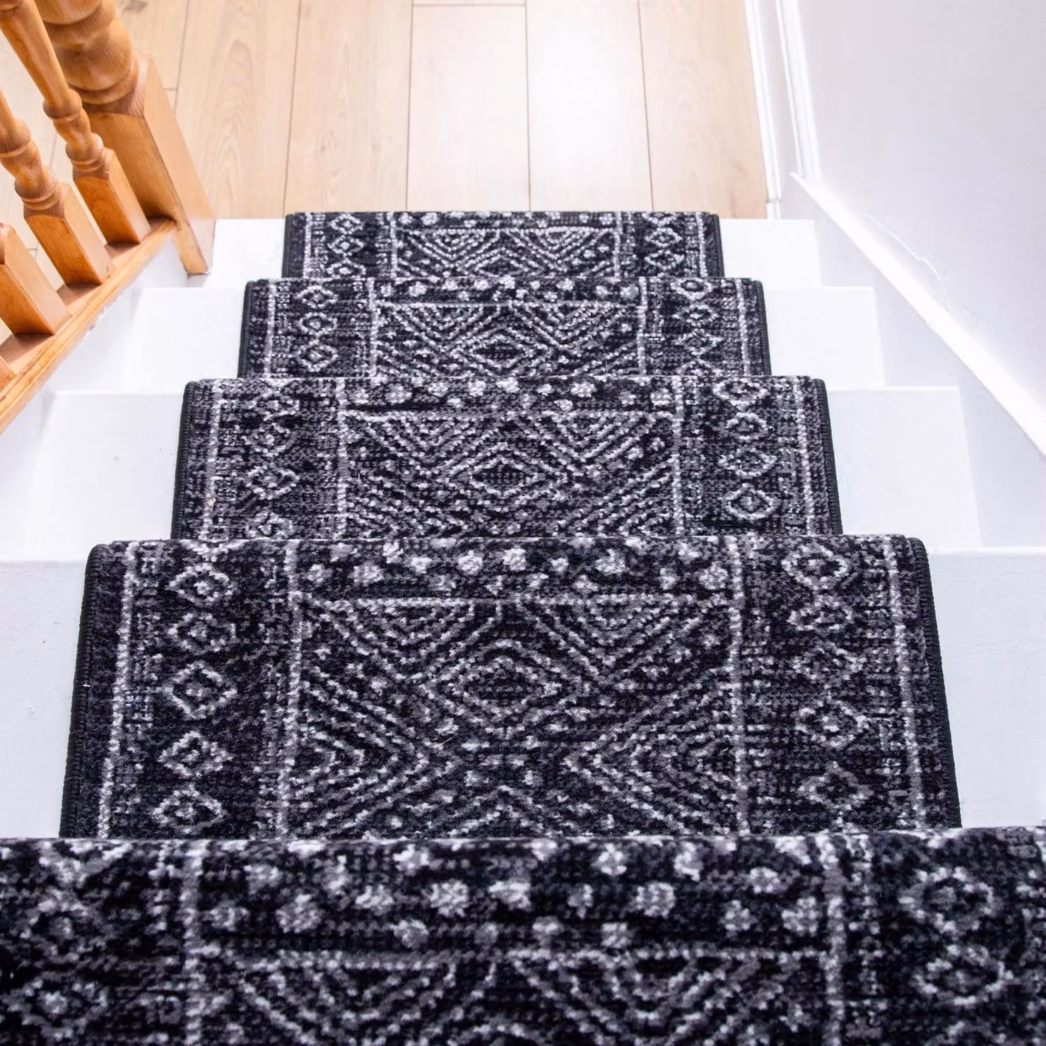 runrug Black Afrikans Ethnic Stair Carpet Runner, Black, W: 60 cm, L: 510 cm – 5