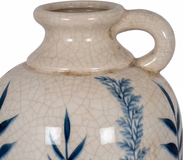 KDMK Blue Floral Ceramic Amphora Jug Vase