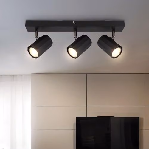 Netlighting James Ceiling Spotlight Bar in Black with 3x GU10 Bulbs, W/D/H: 75.0 x 39.0 x 14.5 cm – 3