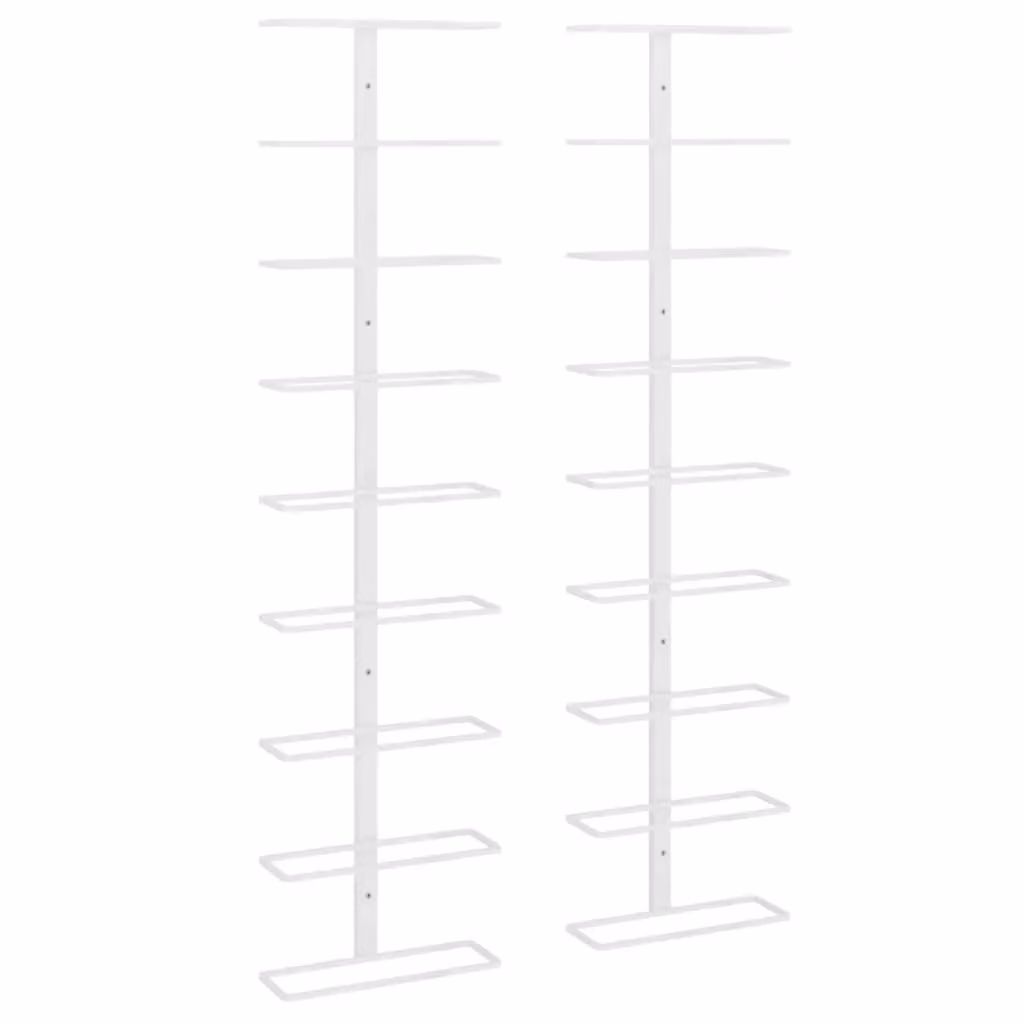 Berkfield Home Wall-mounted White Lacquered Iron Wine Rack for 9 Bottles, Set of 2 – 2