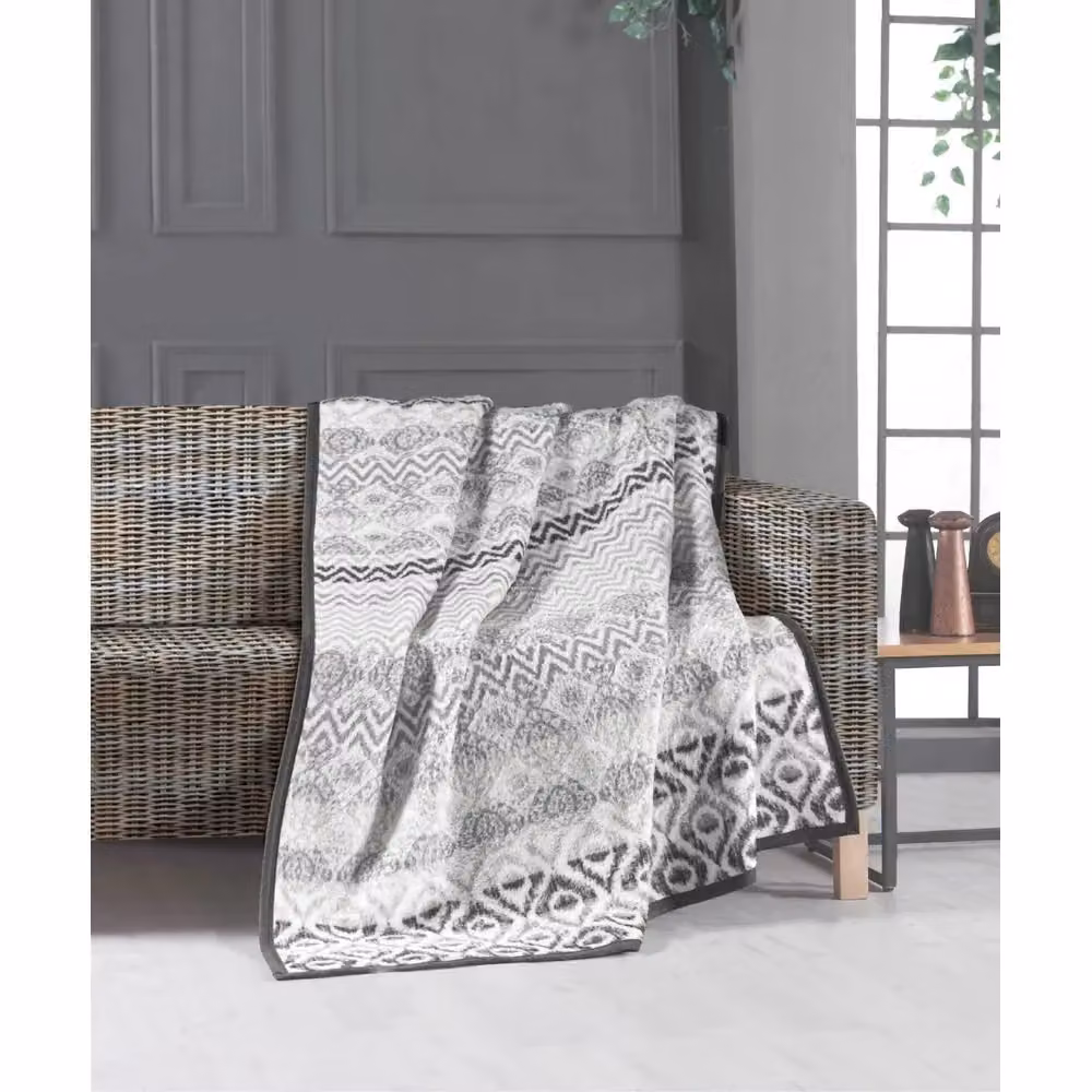 Au-Nat Luxury Reversible Double Face Blanket in Beige, Sand and Grey, W/D/H: 200 x 150 x 1 cm – 2
