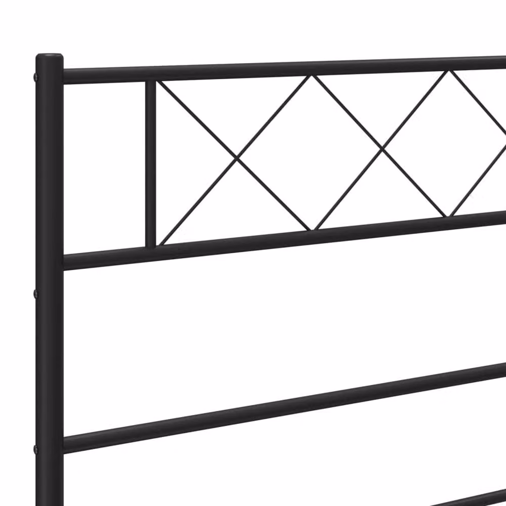 Berkfield Home Metal Bed Frame with Headboard in Black, W: 160 cm, H: 166 cm, D: 200 cm – 3