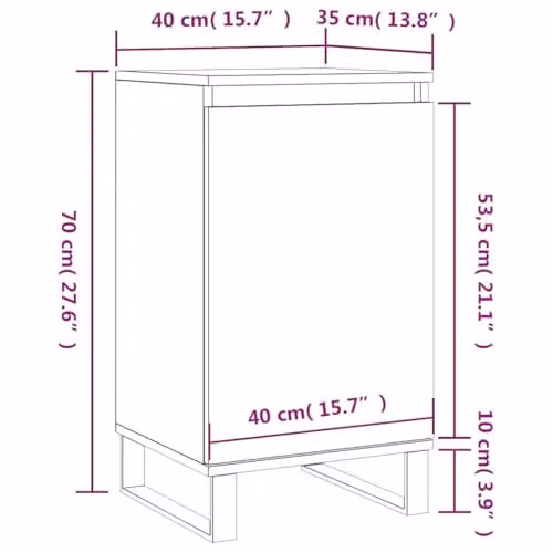 vidaXL Modern Sideboard in Brown, W/D/H: 35 x 40 x 70 cm – 3