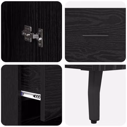 vidaXL Modern Tall Unit in Black Oak with Hinged Doors, W/D/H: 34.5 x 34 x 180 cm – 5