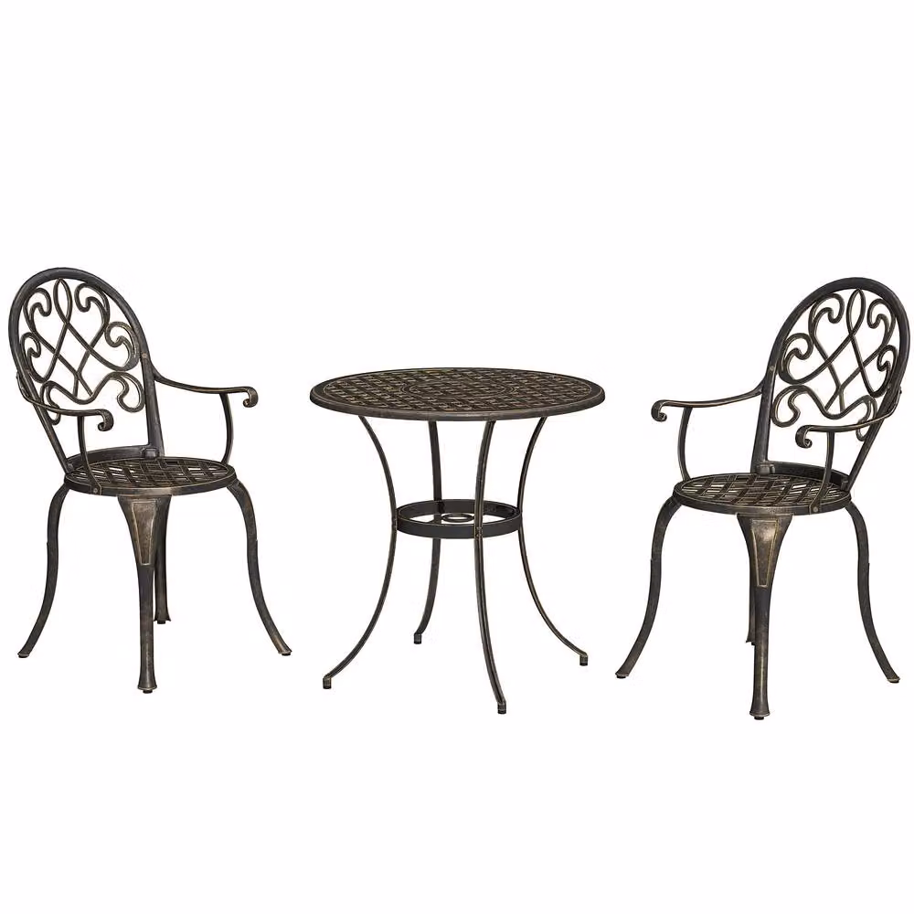 STILVORA Modern Garden Bistro Set with Powder Coated Aluminium Structure in Matt Bronze – 5