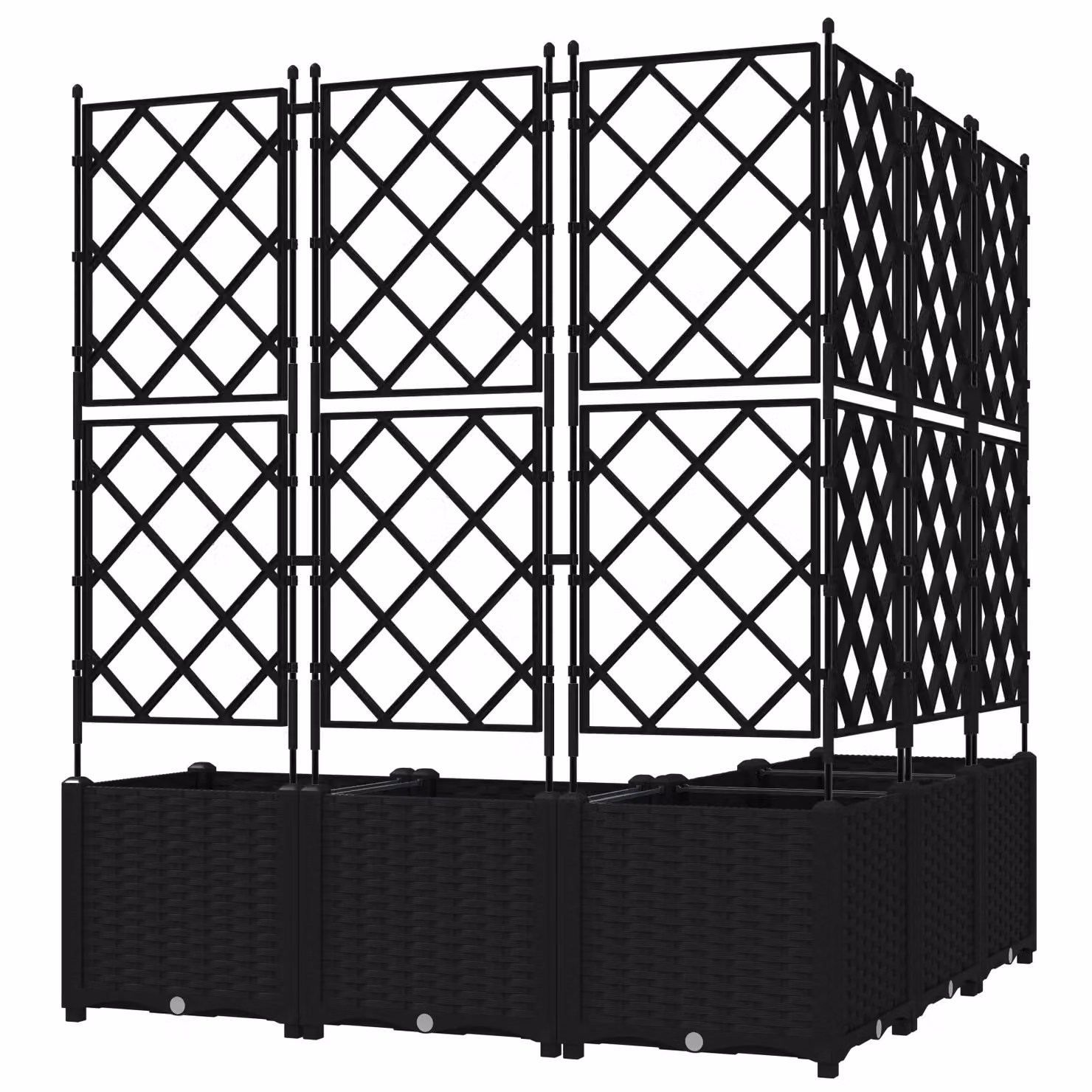Berkfield Home Garden Planter with Trellis, 5 Pieces, Black, W/D/H: 120 x 120 x 143 cm – 5