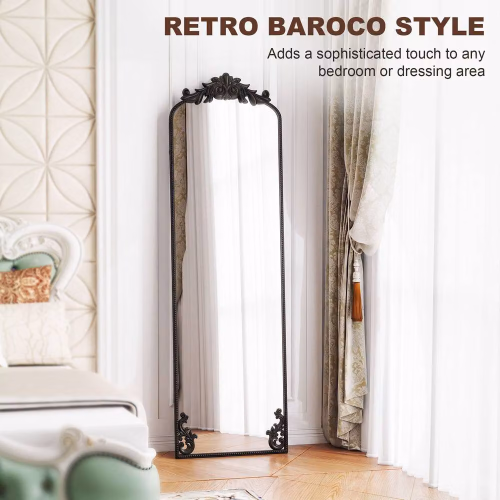 HOMCOM Black Rectangular Floor Mirror with Metal Frame, W: 50 cm, H: 160 cm – 3