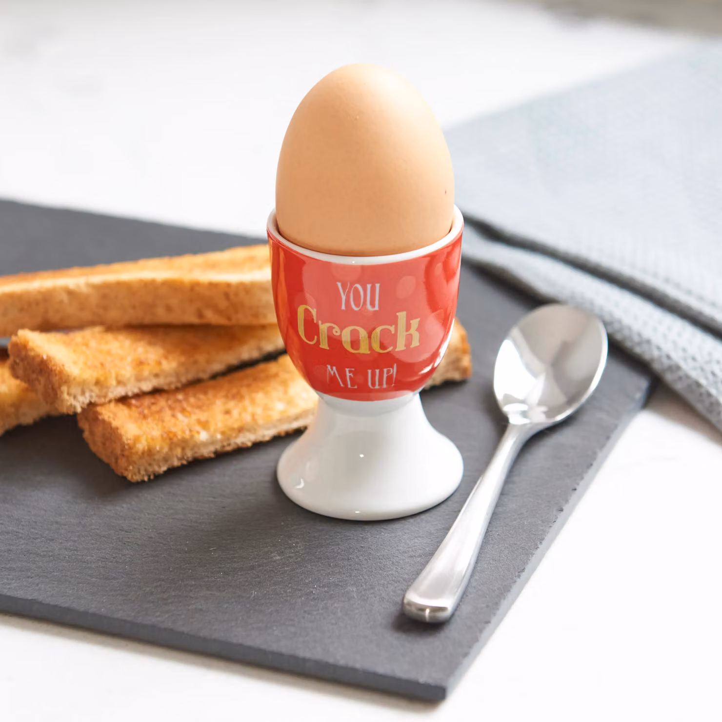 KitchenCraft Set of 6 You Crack Me Up Porcelain Egg Cups in Red – 2