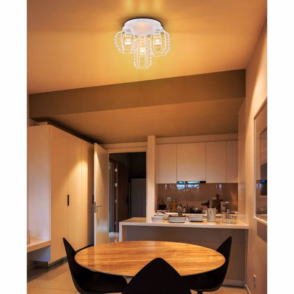 Netlighting Nesa Semi Flush Ceiling Light in Matt White with 3x E27 Sockets – 2