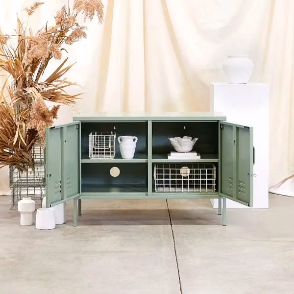 Mustard Made The Lowdown Freestanding Metal Storage Locker in Sage Green, W/D/H: 100 x 40 x 72 cm – 5