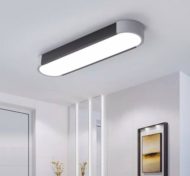 Garwarm Modern Linear LED Ceiling Light, 39W, 6500K Cool White, Black and Grey
