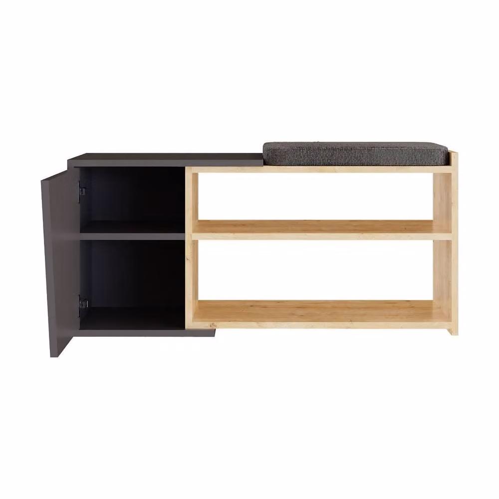 CALICOSY Fiona Shoe Bench with 1 Door in Grey, W: 104 cm – 3