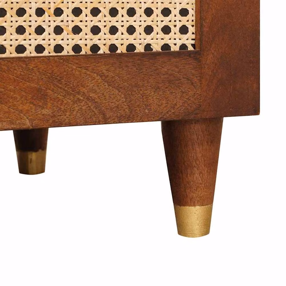 Berkfield Home Brown Cane and Solid Mango Wood Coffee Table with Shelf – 4