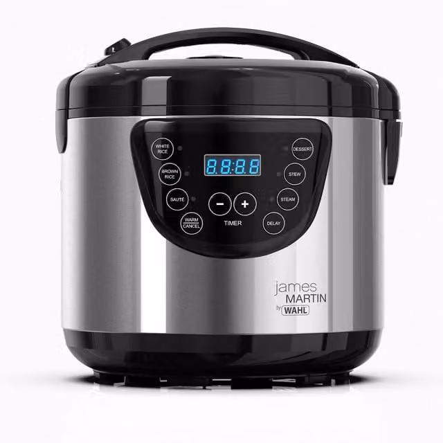James Martin by Wahl Multi Cooker in Black with Digital Display and Stainless Steel Finish