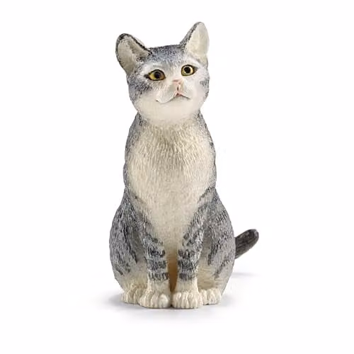 Schleich Farm World Grey Sitting Cat Toy Figurine
