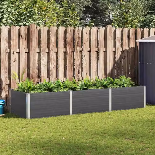 vidaXL Grey WPC and Steel Raised Garden Bed W: 300 cm, D: 100 cm, H: 54 cm – 2
