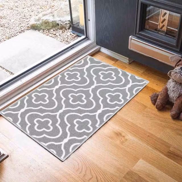 Desire Rugs Grey Quatrefoil Design Non-Slip Washable Indoor Runner Mat, W: 67 cm x L: 220 cm
