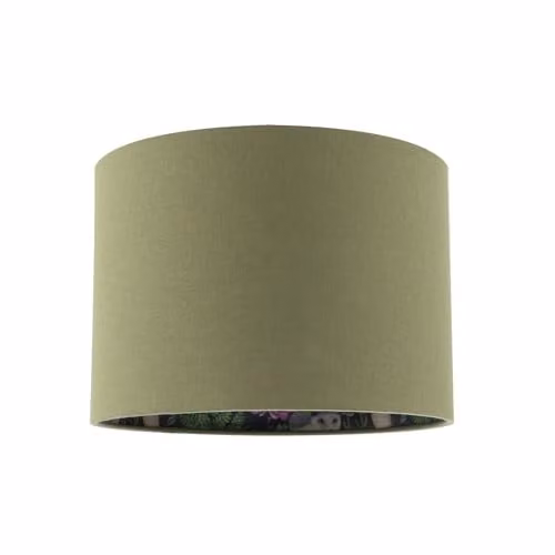 Happy Homewares Woodland Animals Forest Cylinder Drum Lamp Shade in Green Linen Fabric, W/D/H: 18 x 18 x 25 cm