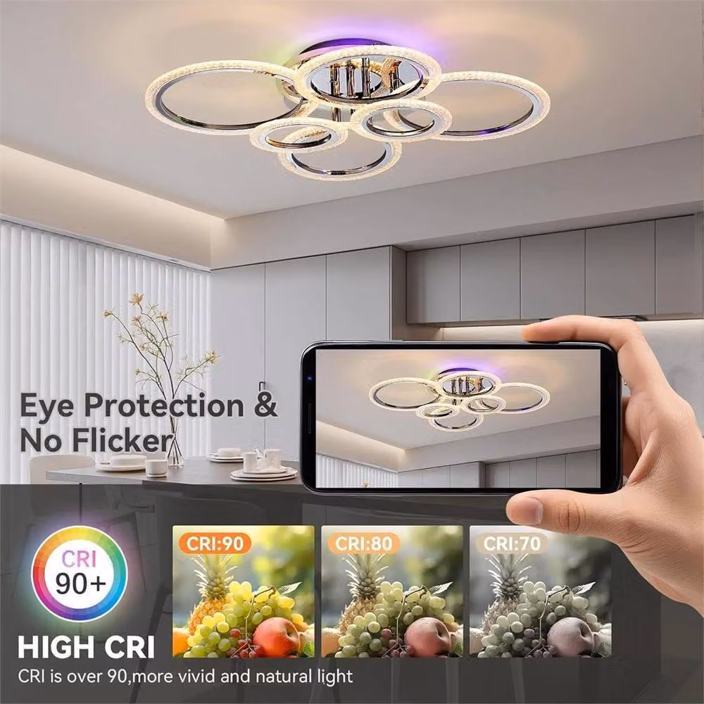 Nordara Modern Dimmable LED Ring Ceiling Light with RGB Backlight in White – 2
