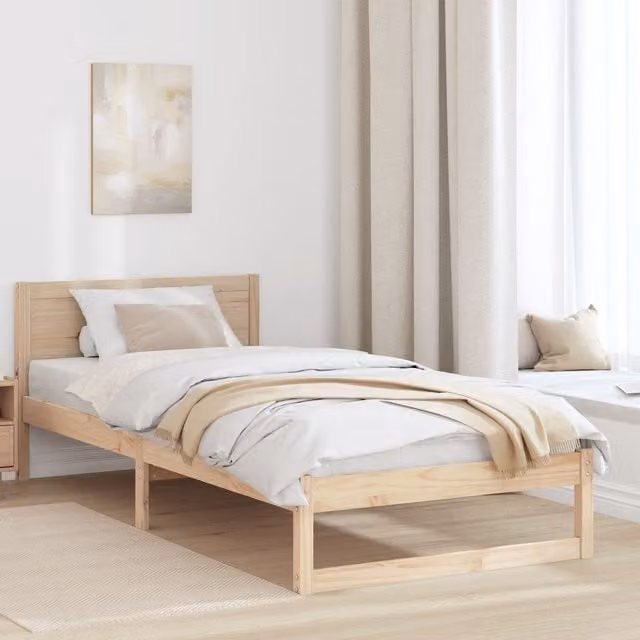 Berkfield Home Minimalist Solid Pine Wood Bed Frame, Beige, W/D/H: 80 x 200 cm