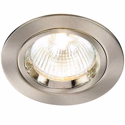 Loops Fixed Round Recess Ceiling Downlight in Silver, GU10 Socket Holder, 50W Max