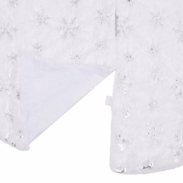 Berkfield Home Luxury White Round Faux Textile Christmas Tree Skirt, Diameter: 150 cm