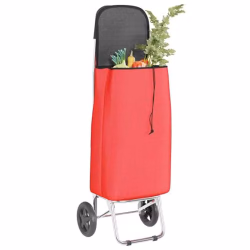 vidaXL Folding Shopping Trolley in Red with Oxford Fabric, W/D/H: 35 x 28 x 92 cm – 1